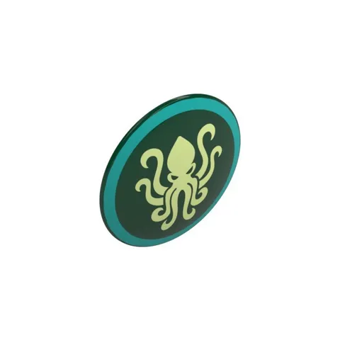 Lego Round Shield with Curved Face with Kraken and Dark Turquoise Border - New