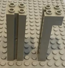 LEGO Pair Classic Light Gray Brick Modified 2 x 2 x 6  Groove, 6056, Garage Door