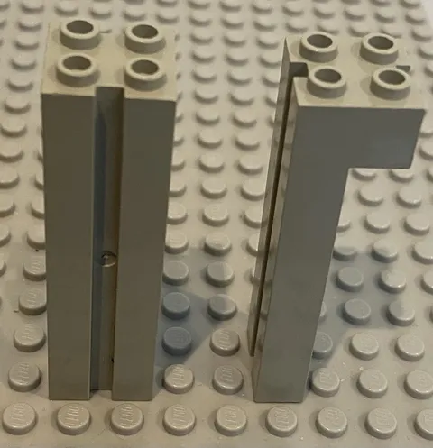 LEGO Pair Classic Light Gray Brick Modified 2 x 2 x 6  Groove, 6056, Garage Door