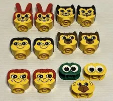 Lego Duplo Heads Cat Bear Rabbit Boy Girl Monkey Eyes 1 1/2”-3 3/4” Lot Of 13