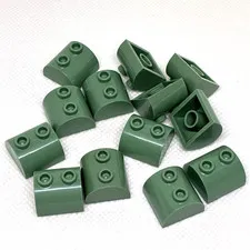 LEGO Parts - Sand Green Slope Curved 2 x 2 Double 2 Hollow Studs No 30165 x 13
