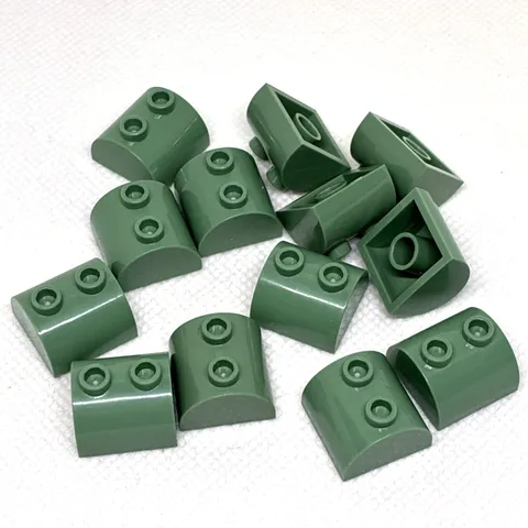LEGO Parts - Sand Green Slope Curved 2 x 2 Double 2 Hollow Studs No 30165 x 13