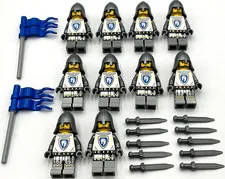 Lego 10 New Castle Horse Knight Minifigures Medieval Men Swords Flags