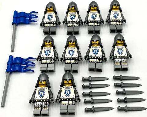 Lego 10 New Castle Horse Knight Minifigures Medieval Men Swords Flags