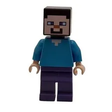 LEGO Minifigure Minifig Minecraft Steve (Light Nougat) Dark Purple Legs min009