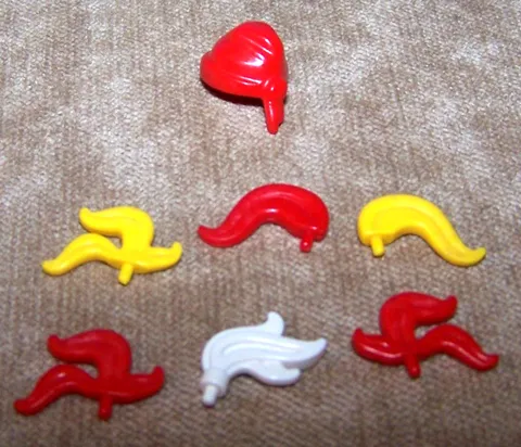 Lego Bandana Hat & 6 Feather Plumes Red yellow Lot Soldiers Musketeers Pirates