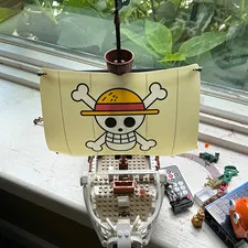 LEGO Pirate Ship Boat Build with Jolly Roger Skull & Crossbones Sail