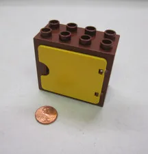 Lego Duplo BROWN FRAME & SOLIDE YELLOW WINDOW PANE DOOR Building Block Frame