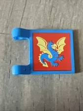 LEGO 2335px9 Flag 2 x 2 Square with Red Square and Yellow / Blue Dragon Pattern