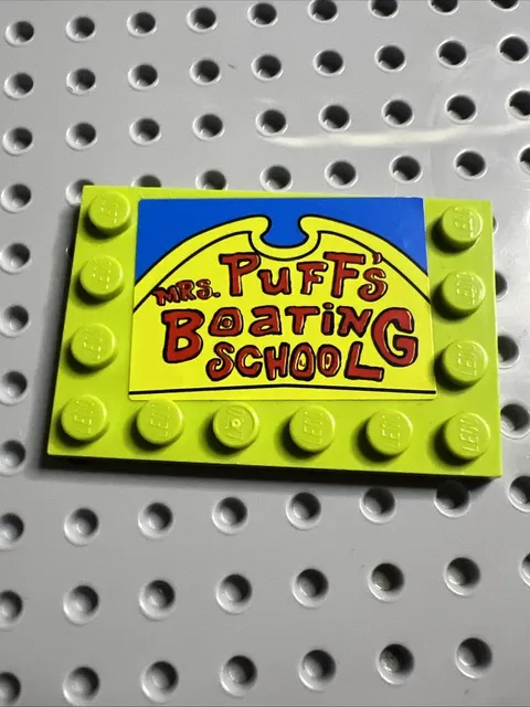LEGO 6180pb037 SpongeBob Mrs Puff Boating School Sign 4982 Lime Tile Sticker