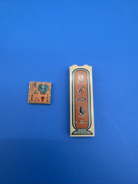 LEGO Tan Brick 1 x 2 x 5 with Hieroglyphs, Pattern 2454px2 Egyptian +MAP!