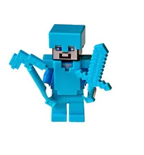 Lego Minifigure Steve With Diamond Armor & Weapons Minecraft 21117 / 21124