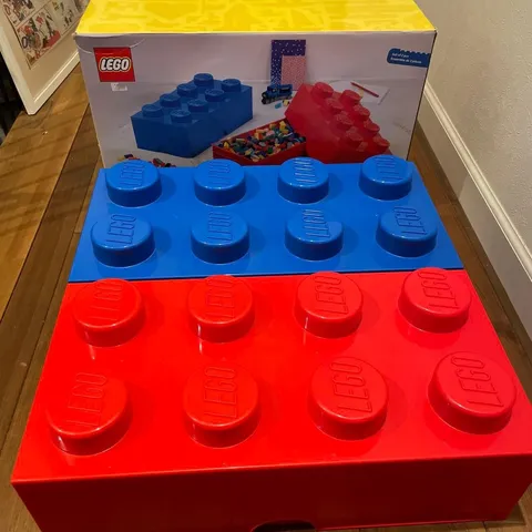 LEGO Brick 8 Storage Box Red Blue Set of 2 500x250x180mm