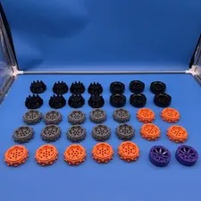 35 Lego Lot Wheel Hard Plastic Small Cleats Gray Orange Black 64711 55817 11094