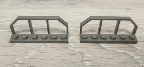 Lego 6583 Old Dark Gray Plate Modified 1 x 6 With Train Wagon End Fence Lot Of 2