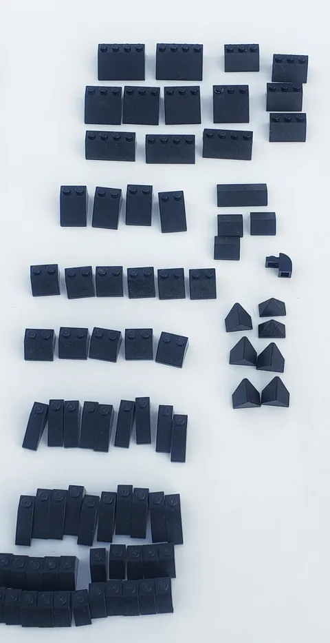 VINTAGE LEGO  Sloped Bricks + Roof Slopes- Black - 80 Pieces- Pieces 30363 3298