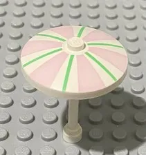 LEGO Minifig UMBRELLA Beach Pool Miami White and Pink with Bright Green Stripe