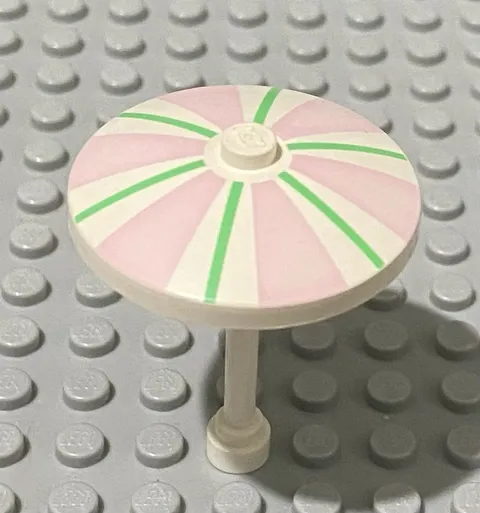 LEGO Minifig UMBRELLA Beach Pool Miami White and Pink with Bright Green Stripe