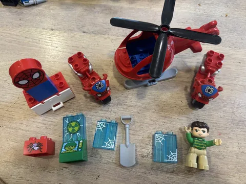 Lego Duplo Marvel Spider-Man Lot- Includes 1 Figurine and 2 Bikes, Helicopter