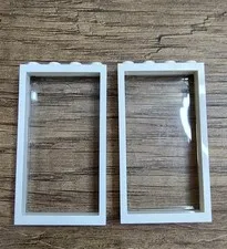 LEGO White Window Frame with Clear Glass Replacement Piece Set Of 2