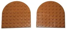 Lot Of 2 Medium Nougat Lego Part 41948 Plate Round 8x8 Rounded End