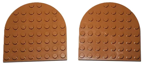 Lot Of 2 Medium Nougat Lego Part 41948 Plate Round 8x8 Rounded End