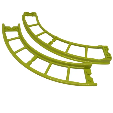 LEGO 5x Lime Roller Coaster Track Curve 90° 3 Brick Elevation Train Rail