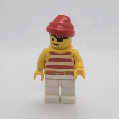 LEGO Minifigure Red Hat/Headwrap Red & White Striped Torso White Legs
