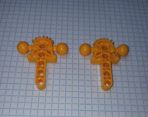 2 Bionicle  Bright Light Orange Low Torso 47306 Lego part hips 7 tooth half gear