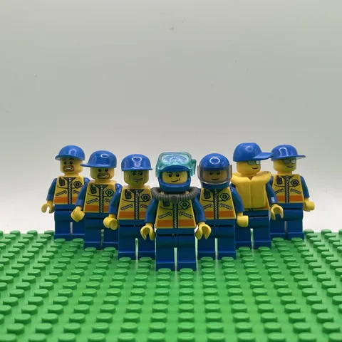 LEGO Coast Guard Minifigure Lot of 7 Patrollers Divers Pilots Minifigs