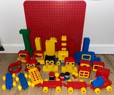 Vintage Lego Duplo Lot Police Fire Figures & Bricks Building Base Plate