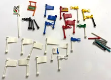 Vintage LEGO Flags Lot - Octan Racing, Castle Wave Flags, City Downtown Sign