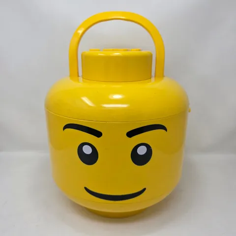 Lego Sort & Store Head 12" Yellow Container with Handle Lid & 2 Storage Trays