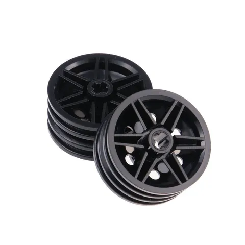 2x LEGO Technic Wheel 30x14 Black Axle Hole 6251174 98821 116107 56904