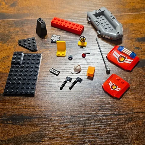 LEGO City Fire Replacement Parts Lot 20+ Pcs - Red Hoods, Axes, Steering,...