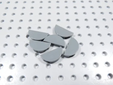 LEGO Lot of 6 Dark Bluish Gray 1x2 Half Round Smooth Tiles Plates BD