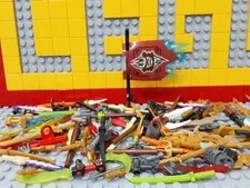 LEGO Ninjago Minifigure Accessories 100pcs Weapons Swords Shuriken Staff