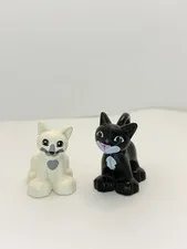 Lego Duplo Animal Lot of 2 Cats ( 1 White & 1 Black)