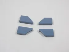 LEGO Lot of 4 Sand Blue 1x2 Wedge Smooth Tiles Plate LEFT AND RIGHT S6