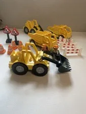 LEGO DUPLO Construction Lot 4 Vehicles w/ Worker Figures, Cones & Barriers