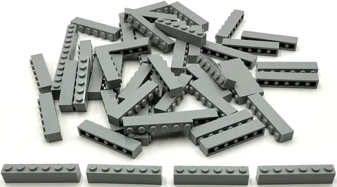 Lego 50 New Light Bluish Gray Bricks Building Blocks 1 x 6 Parts