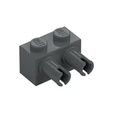 LEGO 16x Dark Bluish Gray Brick, Modified 1 x 2 with Pins inv.591