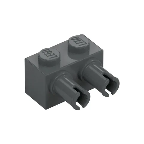 LEGO 16x Dark Bluish Gray Brick, Modified 1 x 2 with Pins inv.591