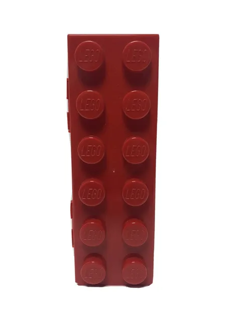 2013 Funtastic Lego Brick And Knob Pencil Case Storage Box Back To School - Red