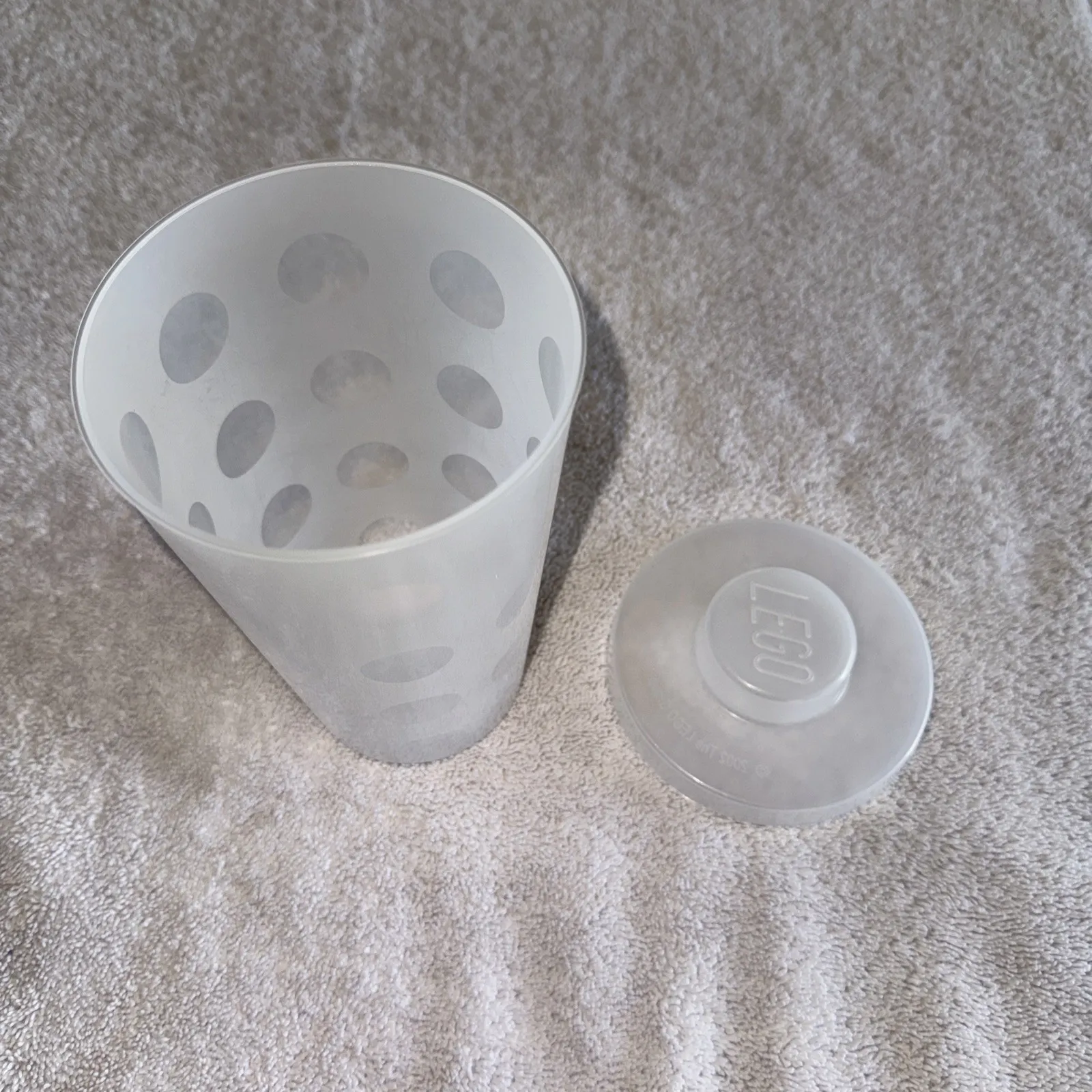 2002 Lego Clear Pick A Brick Stackable Storage Container Cup W/ Lid White Clear