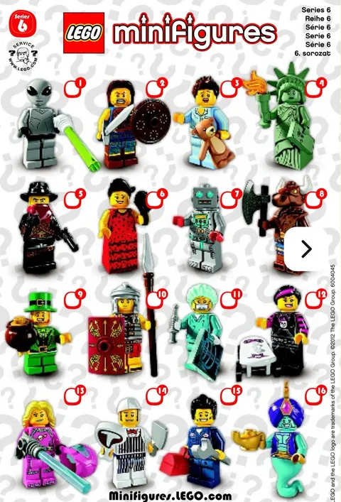 LEGO SERIES 6 Collectible Minifigures 8827 - Complete Set of 16 (SEALED)