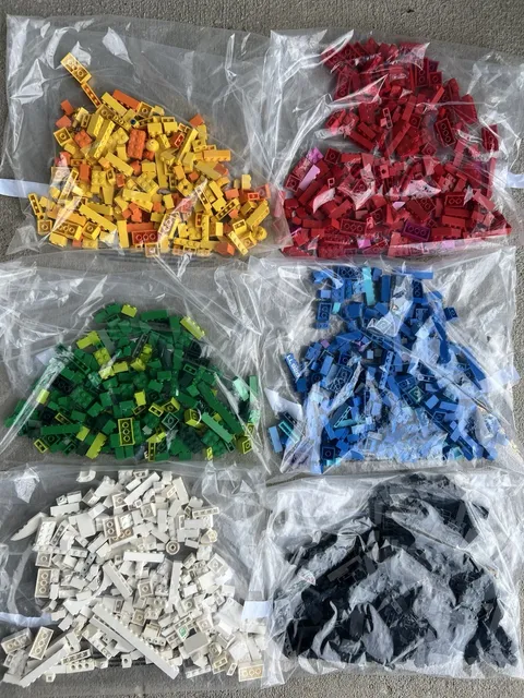 Lego Multicolor Brick Bulk Lot Red Orange Green Blue Red White Black 3.7 Pounds