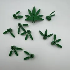 10x LEGO Lot Green Plant Round Brick with Bamboo Leaves #30176 sword leaves