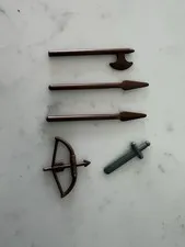 LEGO Classic Brown Minifig Knight Castle Weapons Halberd / Axe & Bow And Arrow