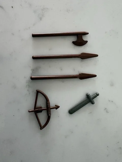 LEGO Classic Brown Minifig Knight Castle Weapons Halberd / Axe & Bow And Arrow